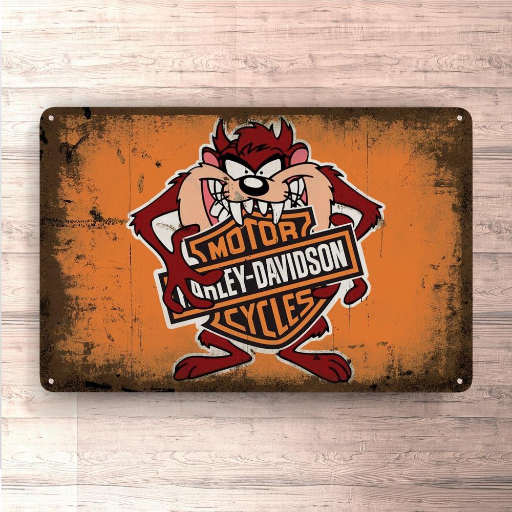 Harley Davidson Taz Vintage Skilte, Musemåtte, Dørmåtte , Plakat-Skilte-Harley Davidson-Garage Culture Shop- garage - man cave - merchandise