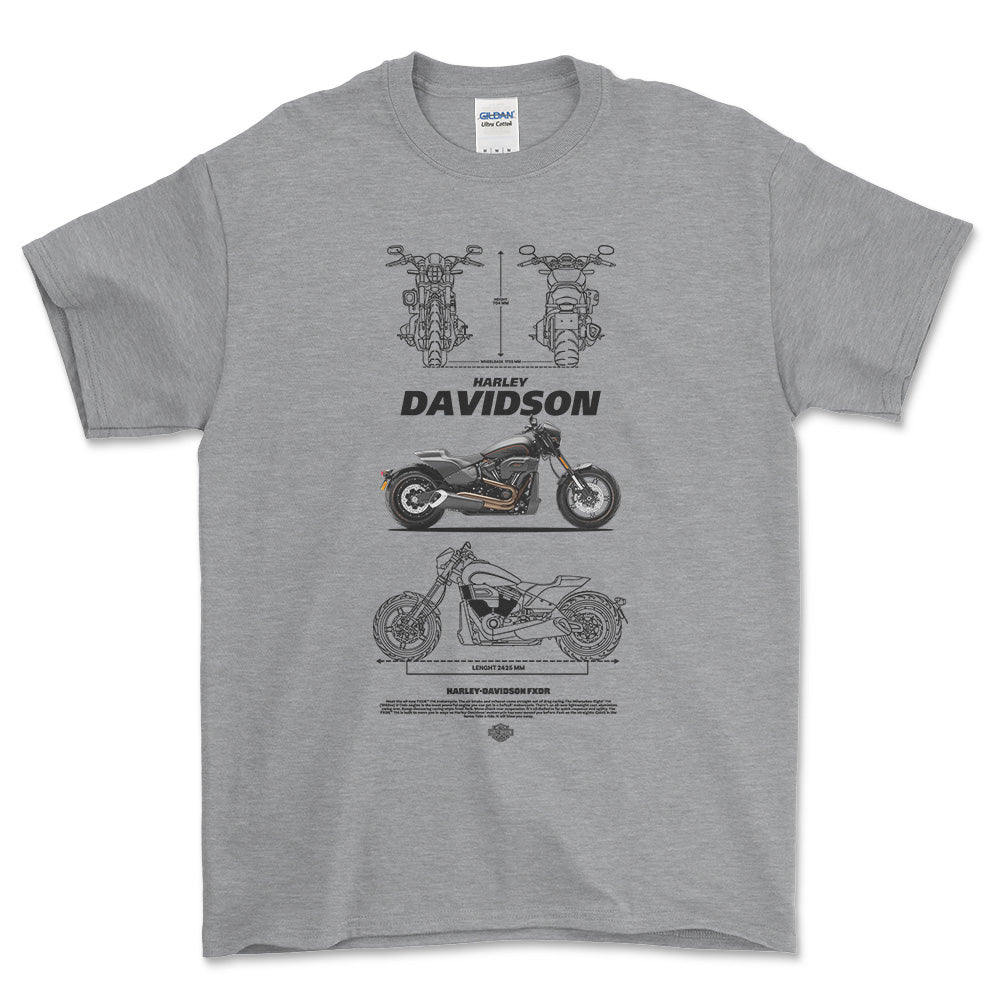 Harley FXDR Unisex T-Shirt , Bomuld-Beklædning-Harley Davidson-Grå Sport-S-Forside-Garage Culture Shop- garage - man cave - merchandise