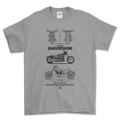 Harley FXDR Unisex T-Shirt , Bomuld-Beklædning-Harley Davidson-Grå Sport-S-Forside-Garage Culture Shop- garage - man cave - merchandise