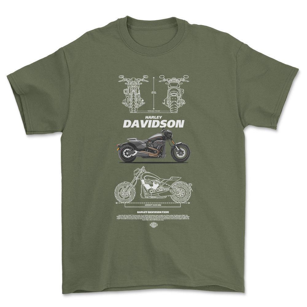 Harley FXDR Unisex T-Shirt , Bomuld-Beklædning-Harley Davidson-Grøn Militær-S-Forside-Garage Culture Shop- garage - man cave - merchandise