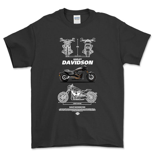 Harley FXDR Unisex T-Shirt , Bomuld-Beklædning-Harley Davidson-Sort-S-Forside-Garage Culture Shop- garage - man cave - merchandise