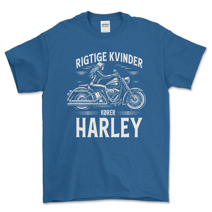 Harley Rigtige Kvinder Kører Harley - Unisex T-Shirt , Bomuld-Beklædning-Harley Davidson-Blå Royal-S-Forside-Garage Culture Shop- garage - man cave - merchandise