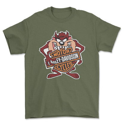 Harley TAZ Unisex T-Shirt , Bomuld-Beklædning-Harley Davidson-Grøn Militær-S-Forside-Garage Culture Shop- garage - man cave - merchandise