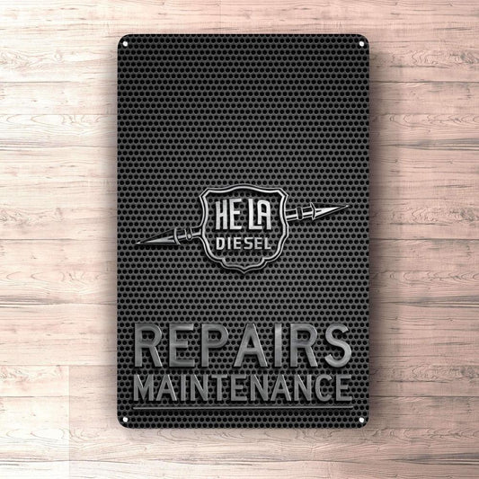 Hela Diesel Repairs Maintenance Skilte, Musemåtte, Dørmåtte , Plakat-Skilte-Hela-Garage Culture Shop- garage - man cave - merchandise