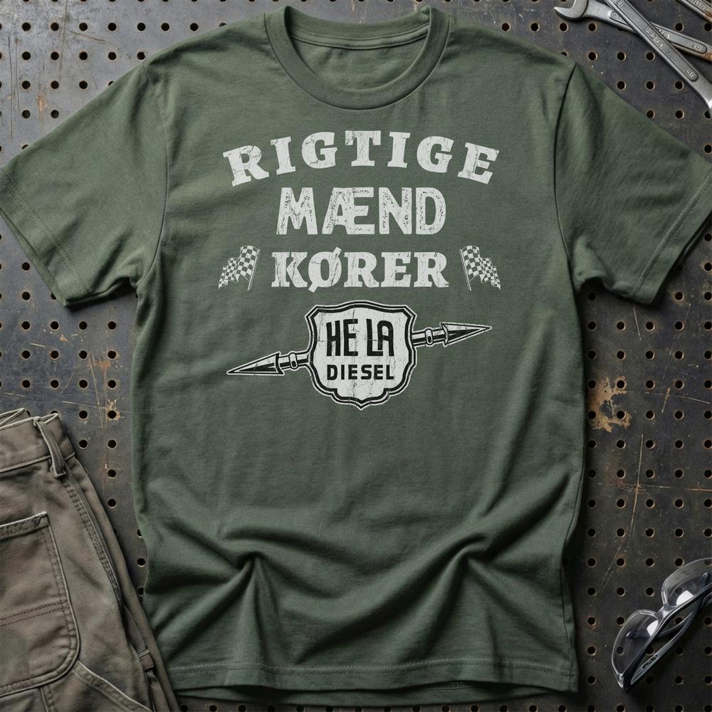 Hela Diesel Rigtige Mænd Kører T-Shirt-Beklædning-Hela-Grøn Militær-S-Garage Culture Shop- garage - man cave - merchandise