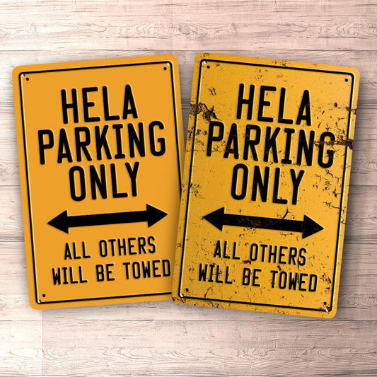Hela Parking Only Skilte, Musemåtte, Dørmåtte , Plakat-Parking skilte-Hela-Garage Culture Shop- garage - man cave - merchandise