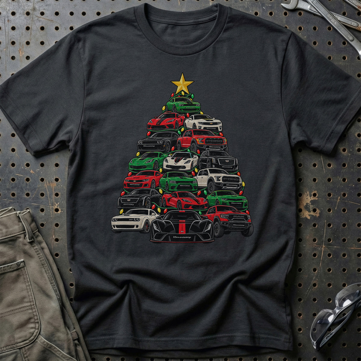 Hennessey Juletræ T-Shirt-Beklædning-Hennessey-Sort-S-Garage Culture Shop- garage - man cave - merchandise