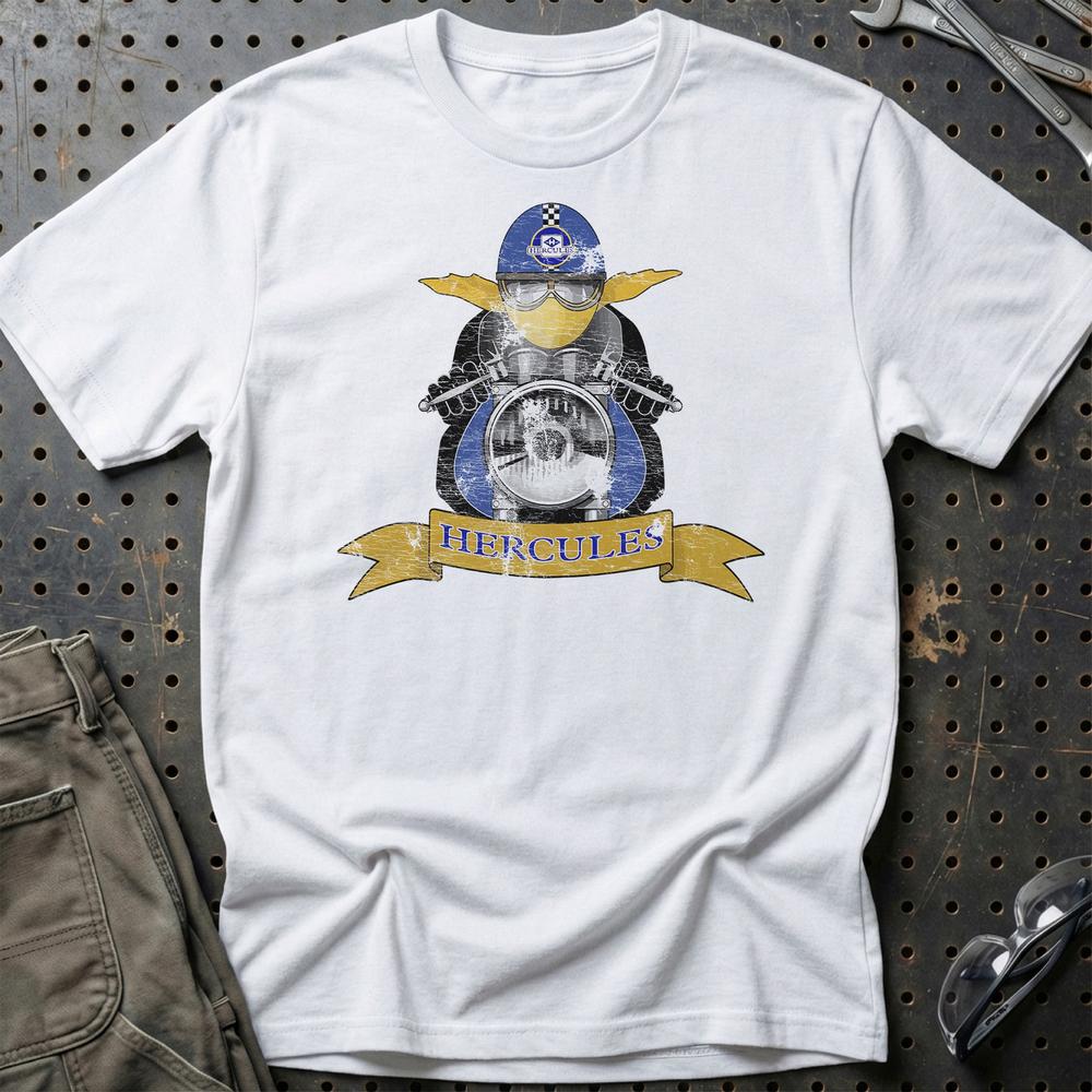 Hercules Biker Vintage Style T-Shirt-Beklædning-Hercules-Hvid-S-Garage Culture Shop- garage - man cave - merchandise