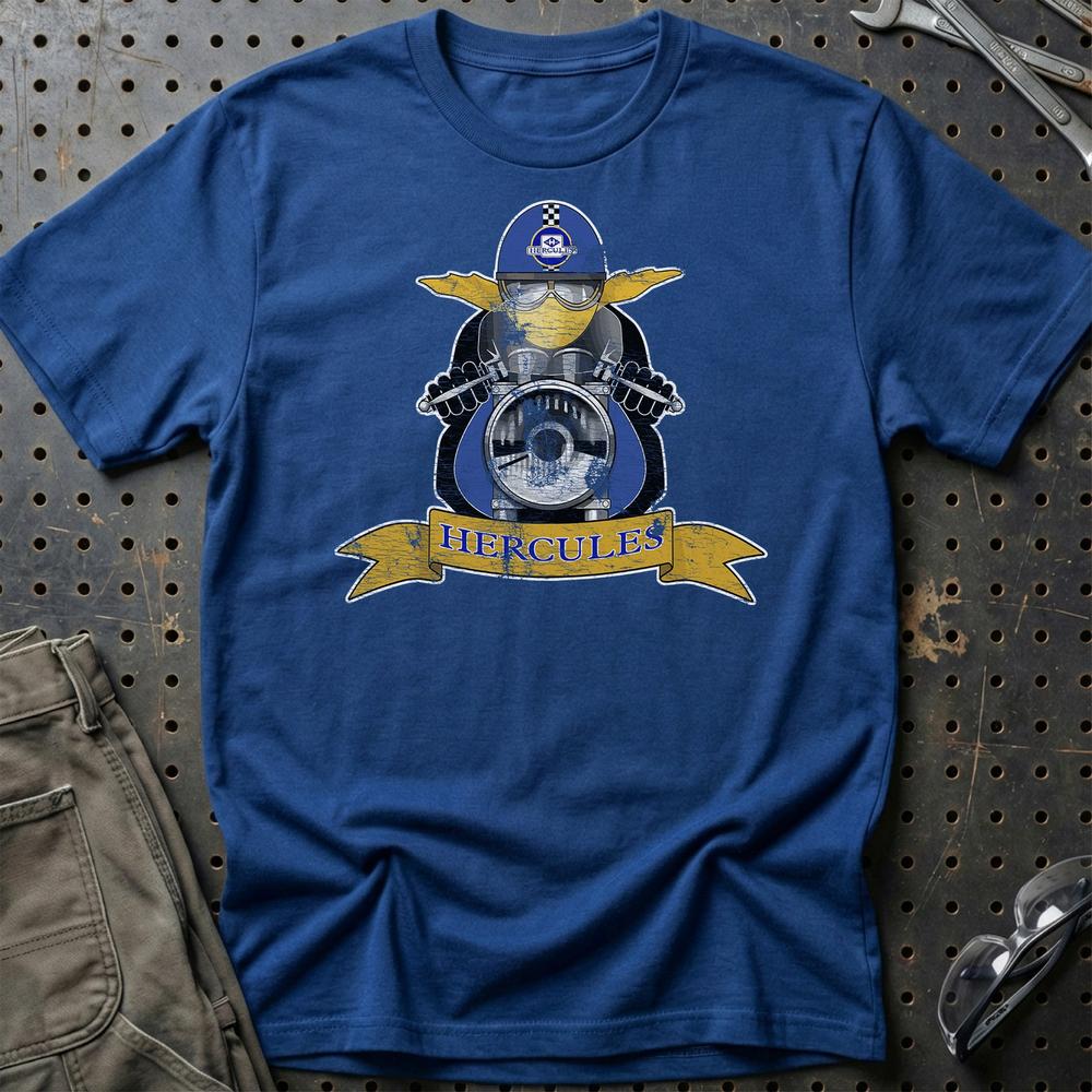 Hercules Biker Vintage Style T-Shirt-Beklædning-Hercules-Blå Royal-S-Garage Culture Shop- garage - man cave - merchandise