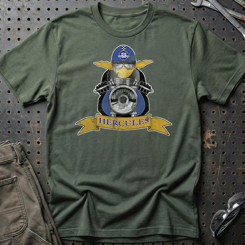 Hercules Biker Vintage Style T-Shirt-Beklædning-Hercules-Grøn Militær-S-Garage Culture Shop- garage - man cave - merchandise