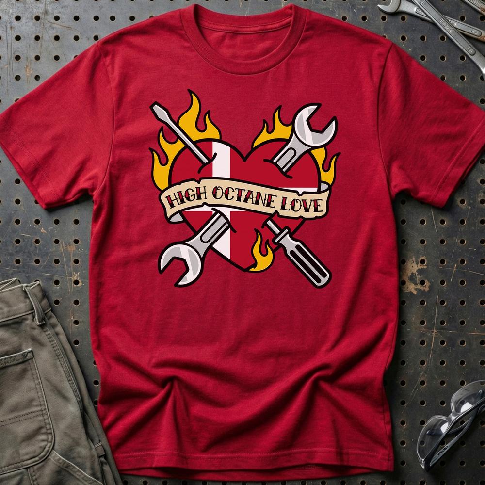 High Octane Love T-Shirt-Beklædning-Garage Culture-Rød-S-Garage Culture Shop- garage - man cave - merchandise