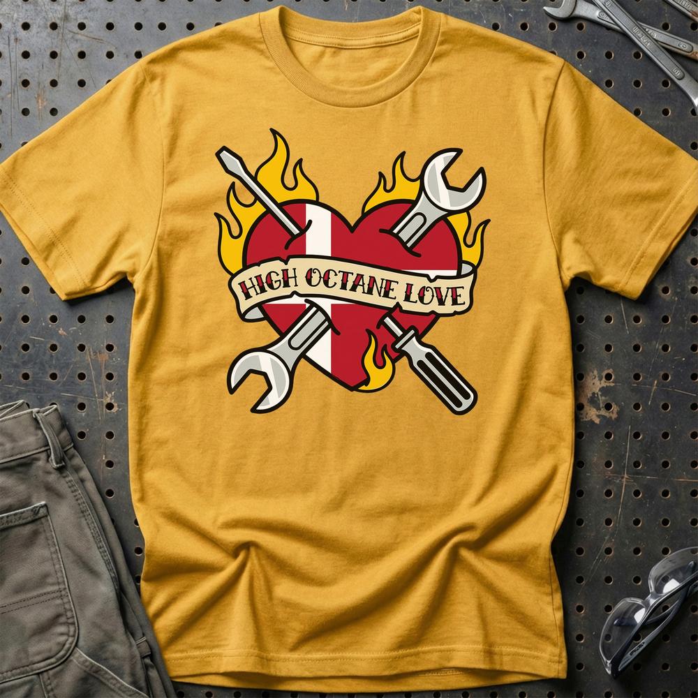 High Octane Love T-Shirt-Beklædning-Garage Culture-Guld-S-Garage Culture Shop- garage - man cave - merchandise