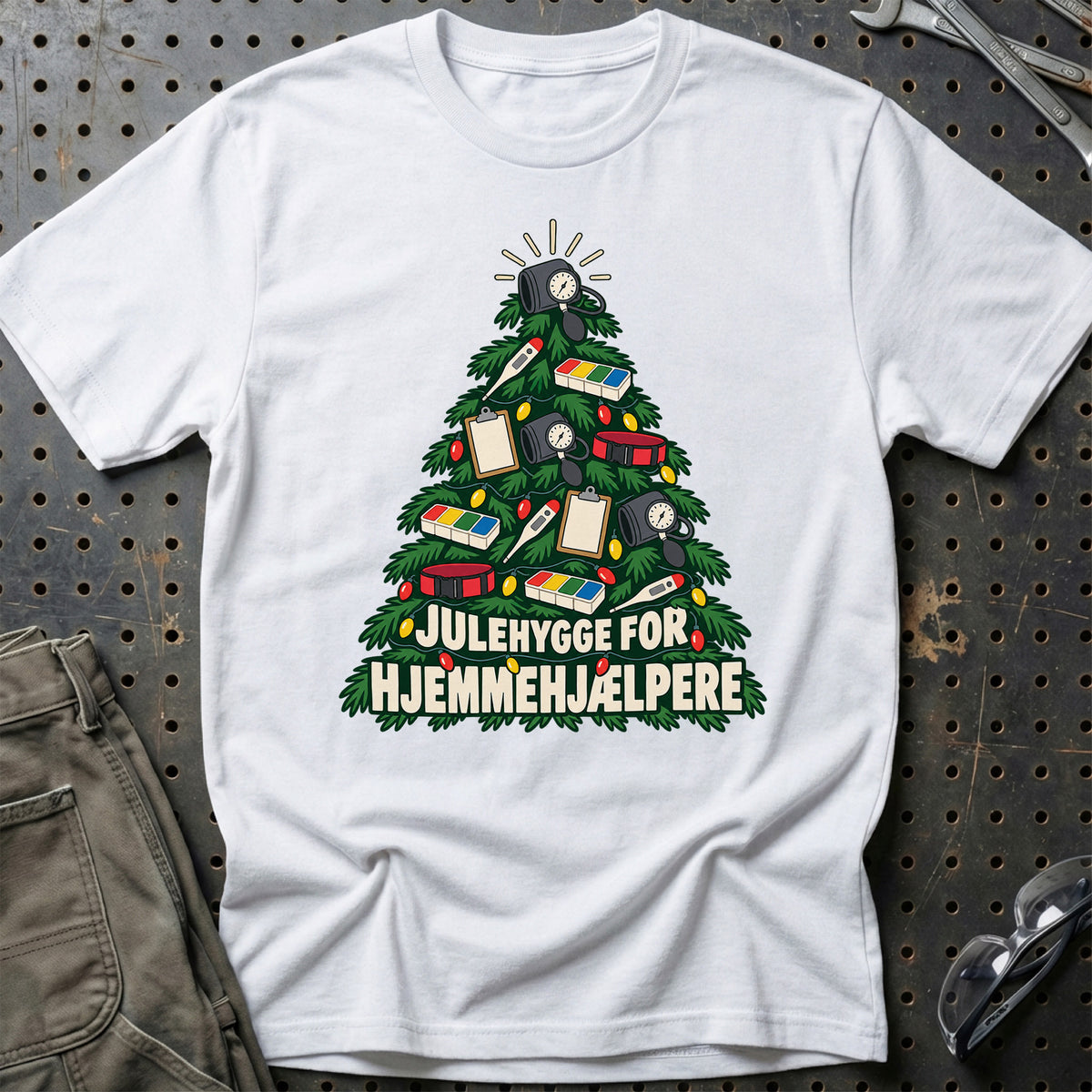 
Hjemmehjælper – Julehygge – Unisex T-Shirt – Hvid