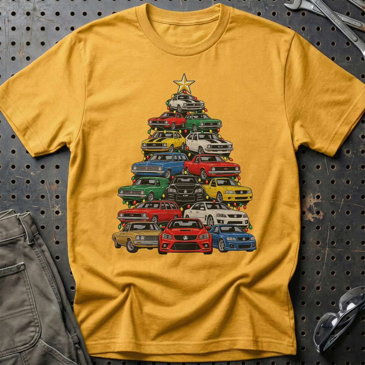 Holden Juletræ T-Shirt-Beklædning-Holden-Guld-S-Garage Culture Shop- garage - man cave - merchandise