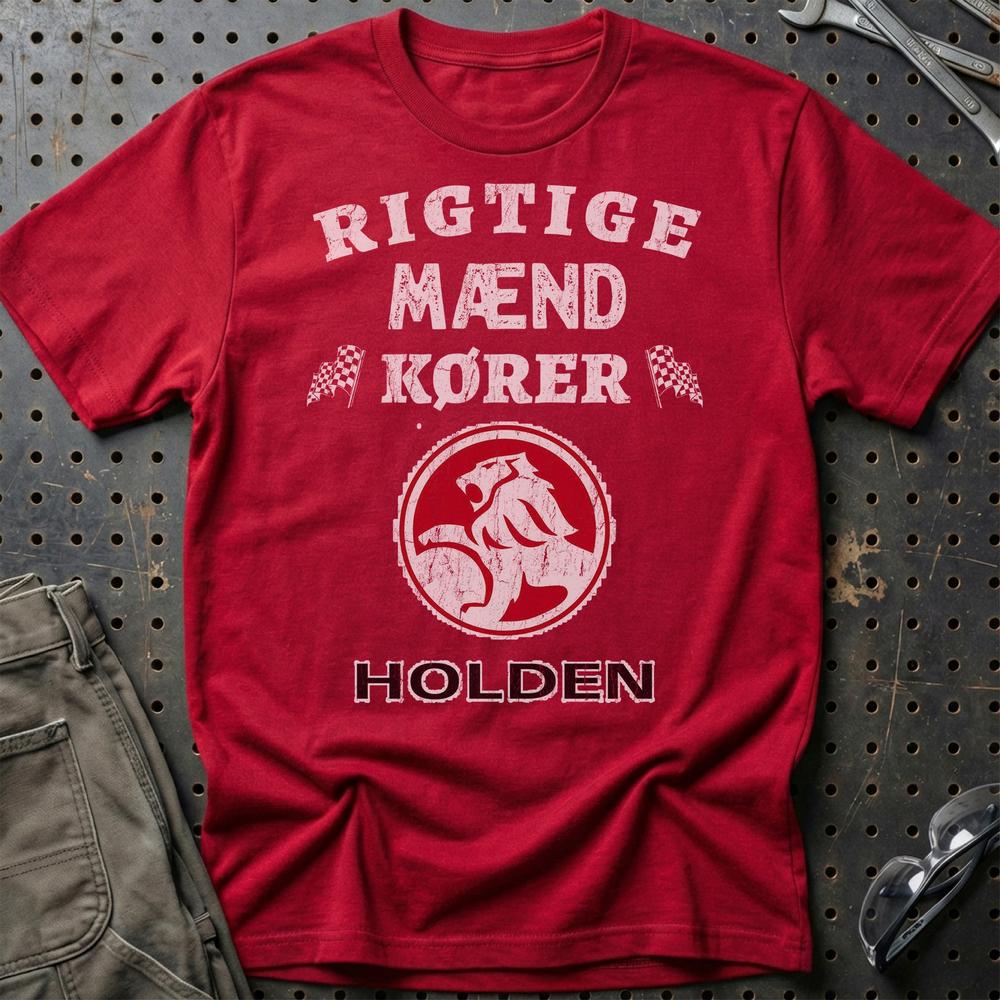 Holden Rigtige Mænd Kører T-Shirt-Beklædning-Holden-Rød-S-Garage Culture Shop- garage - man cave - merchandise