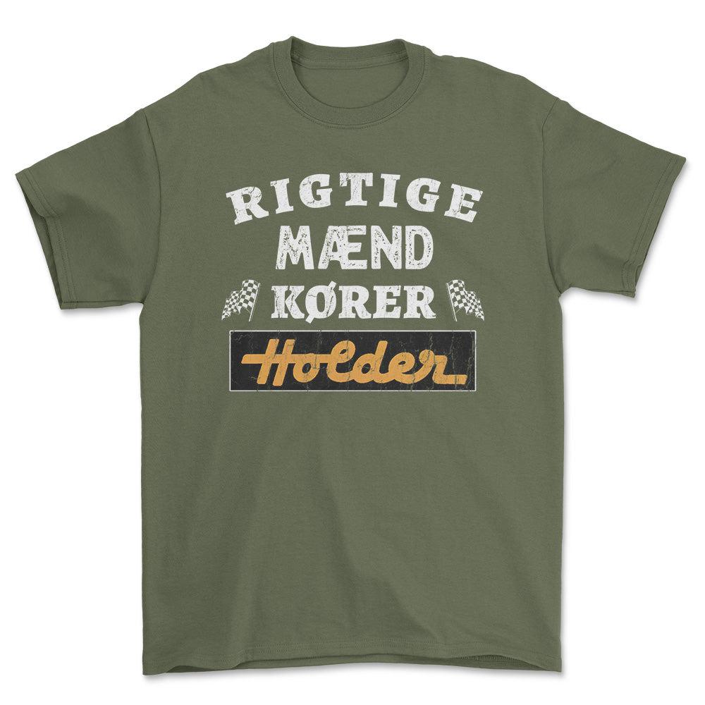 Holder Rigtige Mænd Kører - Unisex T-Shirt , Bomuld-Beklædning-Holder-Grøn Militær-S-Forside-Garage Culture Shop- garage - man cave - merchandise
