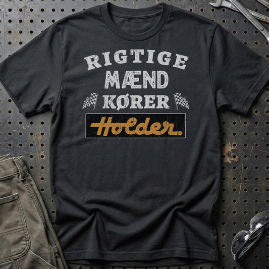 Holder Rigtige Mænd Kører - Unisex T-Shirt , Bomuld-Beklædning-Holder-Sort-S-Garage Culture Shop- garage - man cave - merchandise