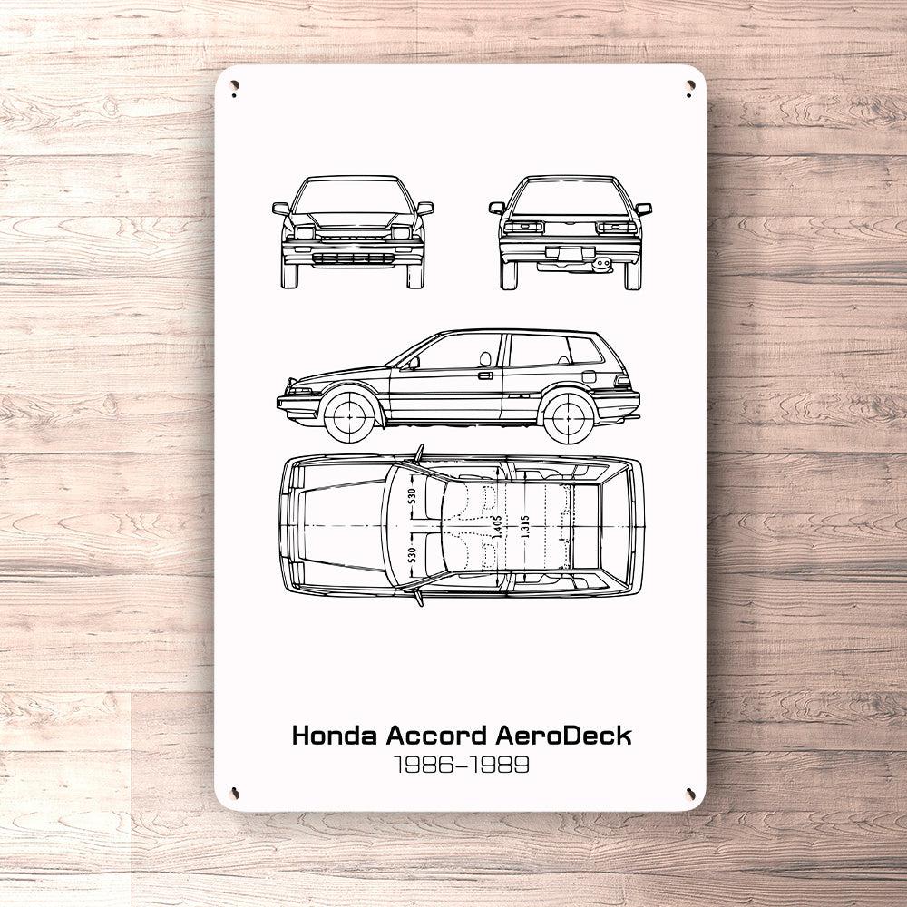 Honda Accord Aerodeck 3 Gen Blueprint Skilte, Musemåtte, Dørmåtte , Plakat-Blueprint-Honda-Garage Culture Shop- garage - man cave - merchandise