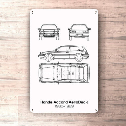 Honda Accord Aerodeck 3 Gen Blueprint Skilte, Musemåtte, Dørmåtte , Plakat-Blueprint-Honda-Garage Culture Shop- garage - man cave - merchandise