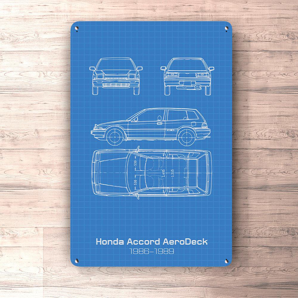 Honda Accord Aerodeck 3 Gen Blueprint Skilte, Musemåtte, Dørmåtte , Plakat-Blueprint-Honda-Garage Culture Shop- garage - man cave - merchandise
