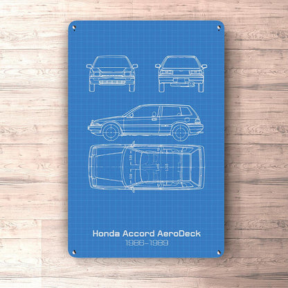 Honda Accord Aerodeck 3 Gen Blueprint Skilte, Musemåtte, Dørmåtte , Plakat-Blueprint-Honda-Garage Culture Shop- garage - man cave - merchandise