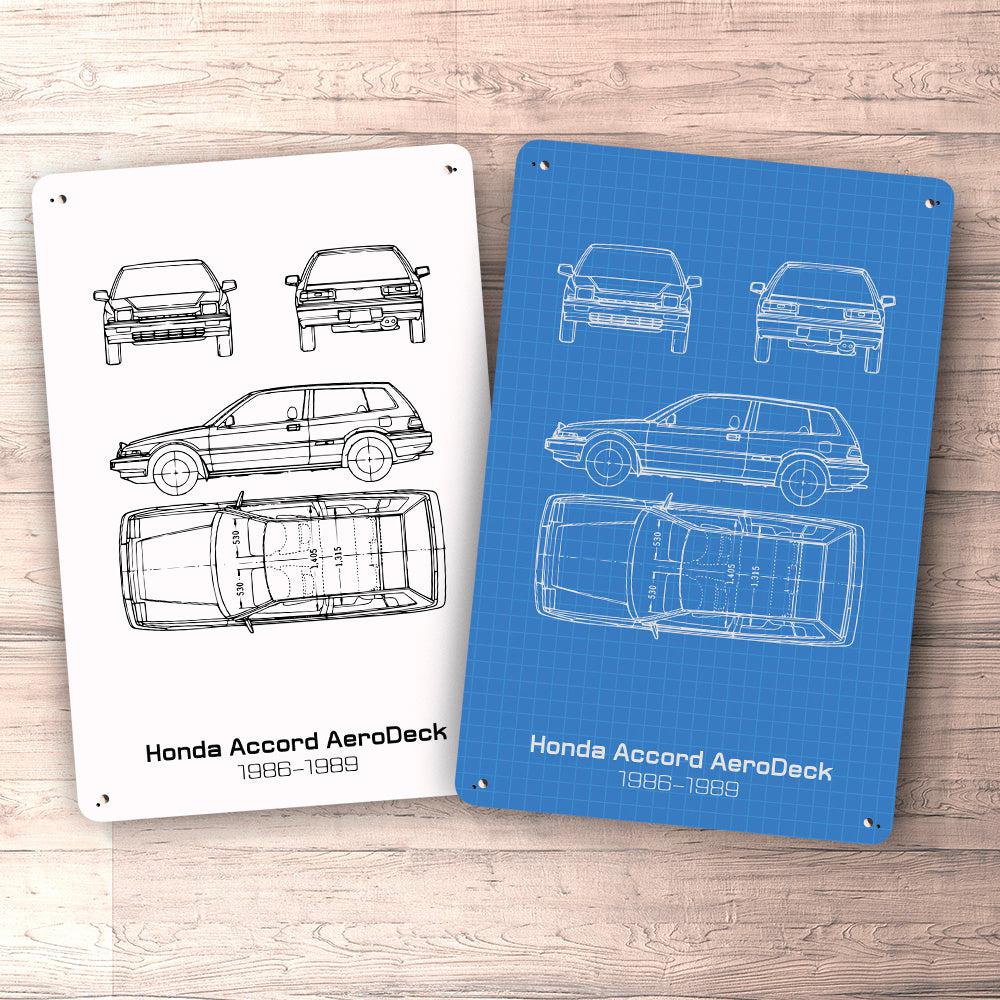 Honda Accord Aerodeck 3 Gen Blueprint Skilte, Musemåtte, Dørmåtte , Plakat-Blueprint-Honda-Garage Culture Shop- garage - man cave - merchandise