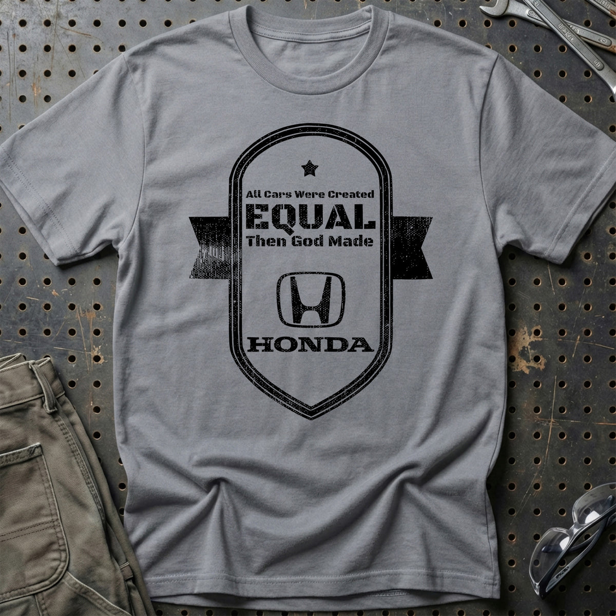 
Honda All Cars Were Created Equal Then God Made Honda T-Shirt – Grå Sport