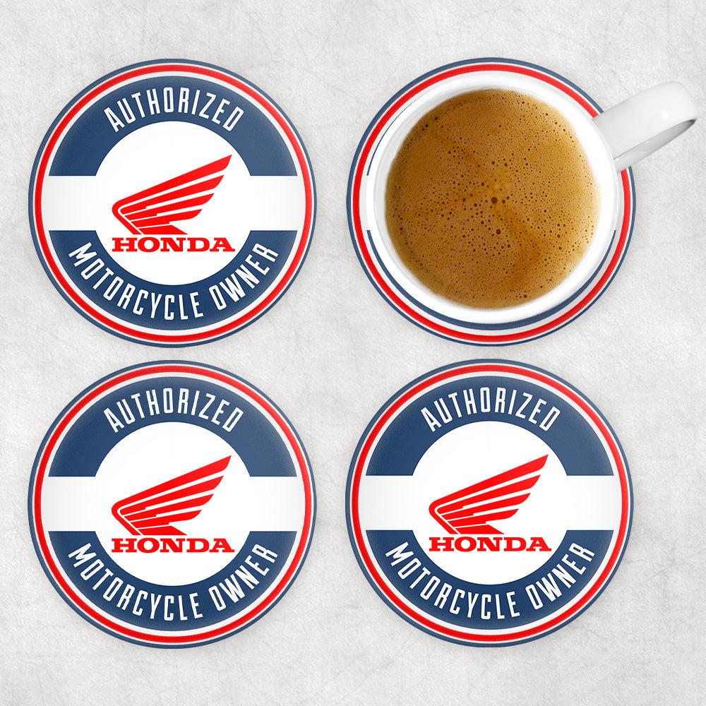 Honda Authorized Motorcycle Owner, Runde Skilte , Musemåtte Rundt , Kop Underlag, Underlagssæt-Runde Skilte-Honda-Garage Culture Shop- garage - man cave - merchandise