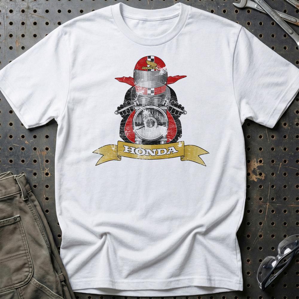 Honda Biker Vintage Style T-Shirt-Beklædning-Honda-Hvid-S-Garage Culture Shop- garage - man cave - merchandise