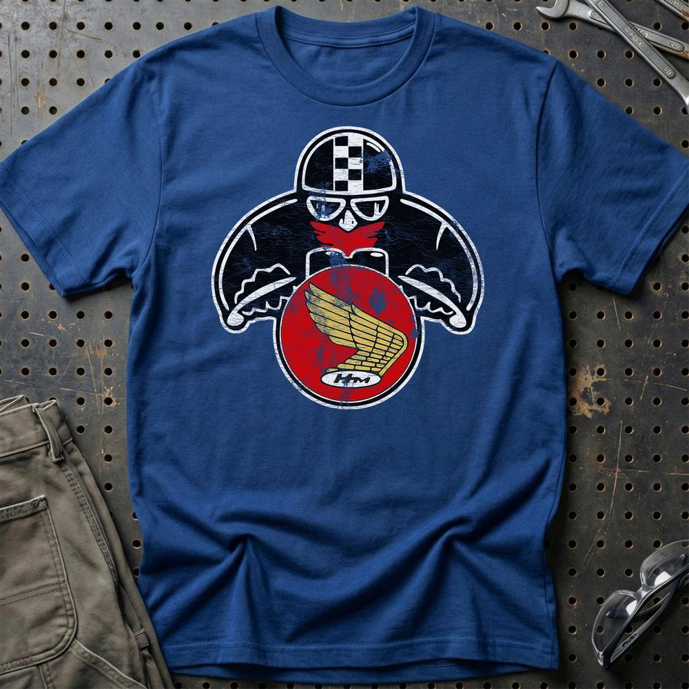 Honda Biker Vintage Style T-Shirt-Beklædning-Honda-Blå Royal-S-Garage Culture Shop- garage - man cave - merchandise