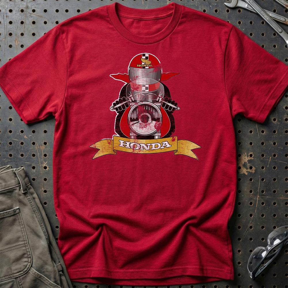 Honda Biker Vintage Style T-Shirt-Beklædning-Honda-Rød-S-Garage Culture Shop- garage - man cave - merchandise