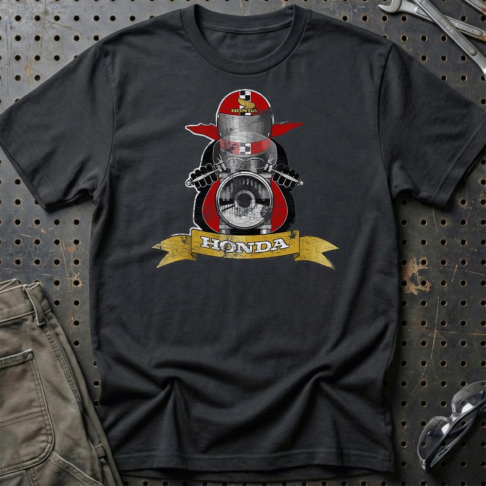 Honda Biker Vintage Style T-Shirt-Beklædning-Honda-Sort-S-Garage Culture Shop- garage - man cave - merchandise
