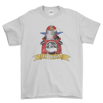 Honda Biker Vintage Style Unisex T-Shirt , Bomuld-Beklædning-Honda-Hvid-S-Forside-Garage Culture Shop- garage - man cave - merchandise