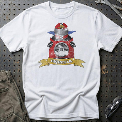 Honda Biker Vintage Style Unisex T-Shirt , Bomuld-Beklædning-Honda-Hvid-S-Garage Culture Shop- garage - man cave - merchandise