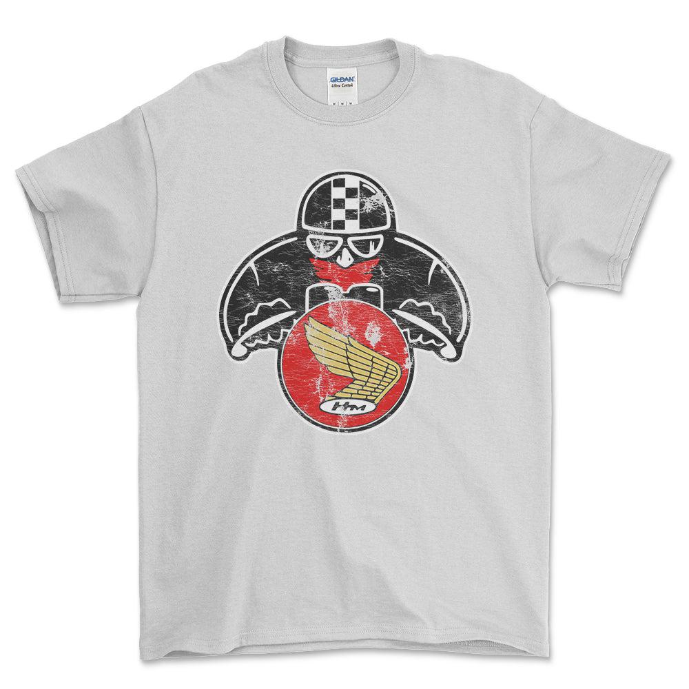 Honda Biker Vintage Style Unisex T-Shirt , Bomuld-Beklædning-Honda-Hvid-S-Forside-Garage Culture Shop- garage - man cave - merchandise