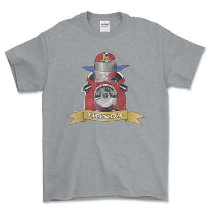 Honda Biker Vintage Style Unisex T-Shirt , Bomuld-Beklædning-Honda-Grå Sport-S-Forside-Garage Culture Shop- garage - man cave - merchandise