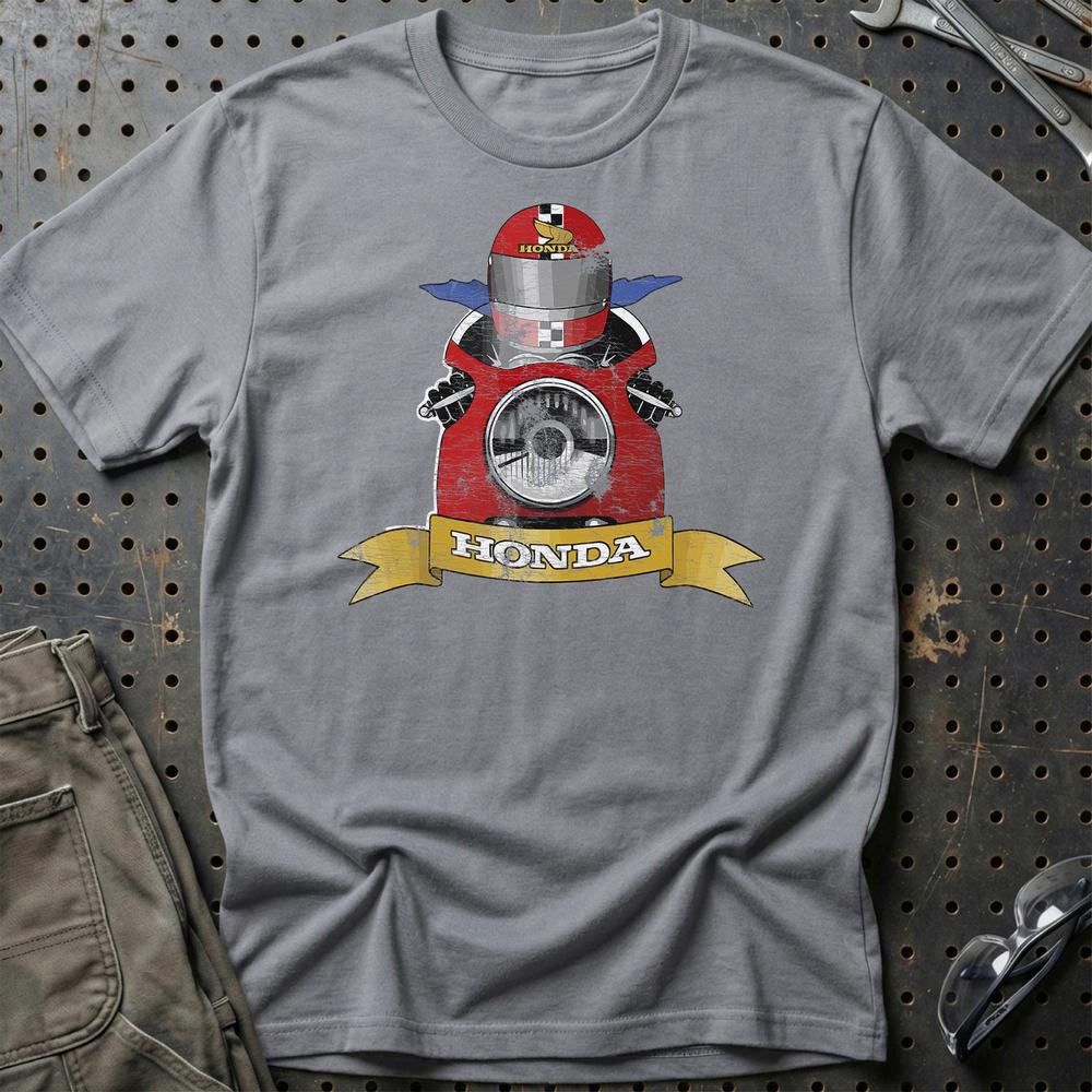 Honda Biker Vintage Style Unisex T-Shirt , Bomuld-Beklædning-Honda-Grå Sport-S-Garage Culture Shop- garage - man cave - merchandise