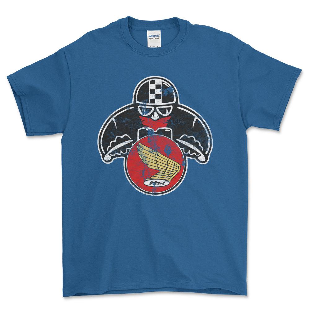 Honda Biker Vintage Style Unisex T-Shirt , Bomuld-Beklædning-Honda-Blå Royal-S-Forside-Garage Culture Shop- garage - man cave - merchandise