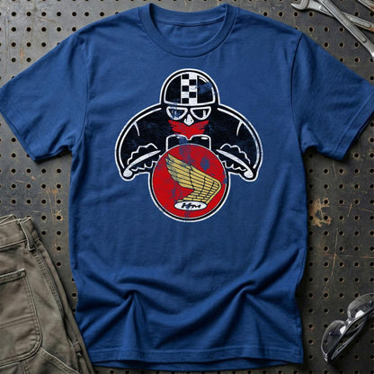 Honda Biker Vintage Style Unisex T-Shirt , Bomuld-Beklædning-Honda-Blå Royal-S-Garage Culture Shop- garage - man cave - merchandise