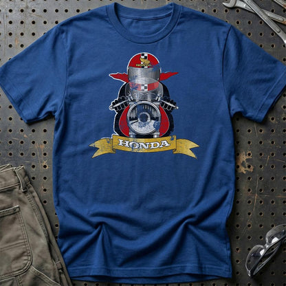 Honda Biker Vintage Style Unisex T-Shirt , Bomuld-Beklædning-Honda-Blå Royal-S-Garage Culture Shop- garage - man cave - merchandise