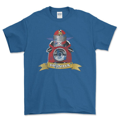 Honda Biker Vintage Style Unisex T-Shirt , Bomuld-Beklædning-Honda-Blå Royal-S-Forside-Garage Culture Shop- garage - man cave - merchandise