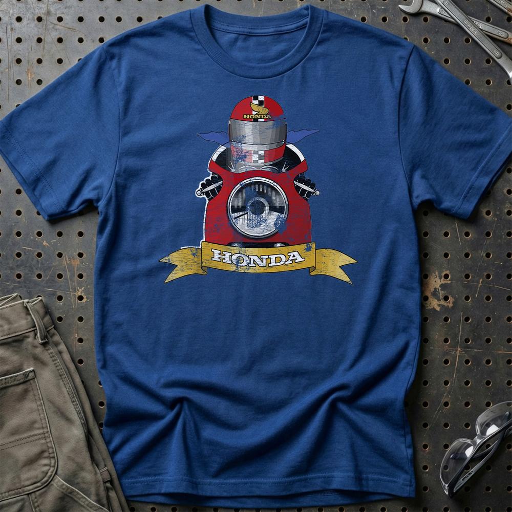 Honda Biker Vintage Style Unisex T-Shirt , Bomuld-Beklædning-Honda-Blå Royal-S-Garage Culture Shop- garage - man cave - merchandise