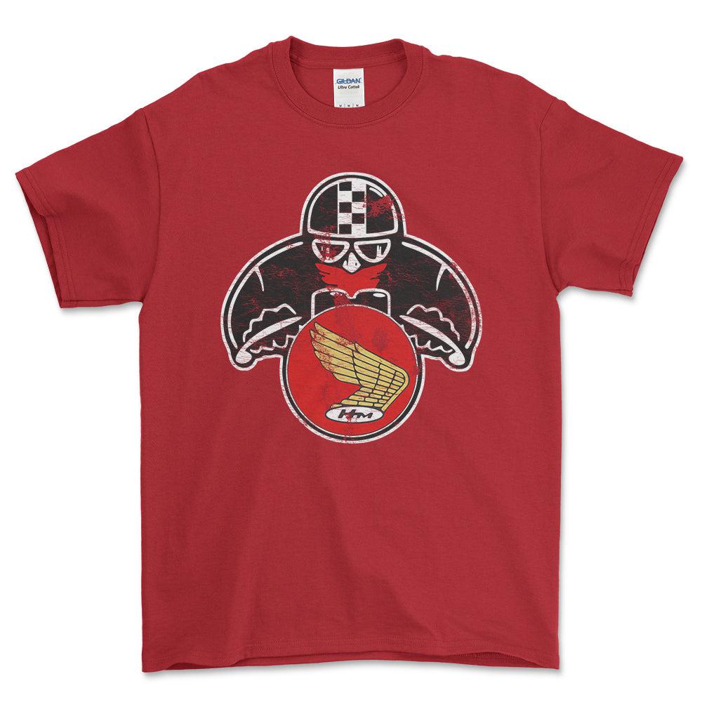 Honda Biker Vintage Style Unisex T-Shirt , Bomuld-Beklædning-Honda-Rød-S-Forside-Garage Culture Shop- garage - man cave - merchandise
