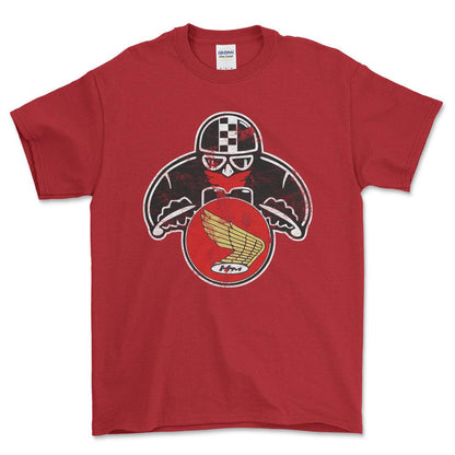 Honda Biker Vintage Style Unisex T-Shirt , Bomuld-Beklædning-Honda-Rød-S-Forside-Garage Culture Shop- garage - man cave - merchandise