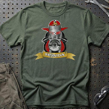 Honda Biker Vintage Style Unisex T-Shirt , Bomuld-Beklædning-Honda-Grøn Militær-S-Garage Culture Shop- garage - man cave - merchandise