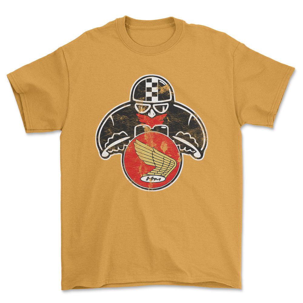 Honda Biker Vintage Style Unisex T-Shirt , Bomuld-Beklædning-Honda-Guld-S-Forside-Garage Culture Shop- garage - man cave - merchandise