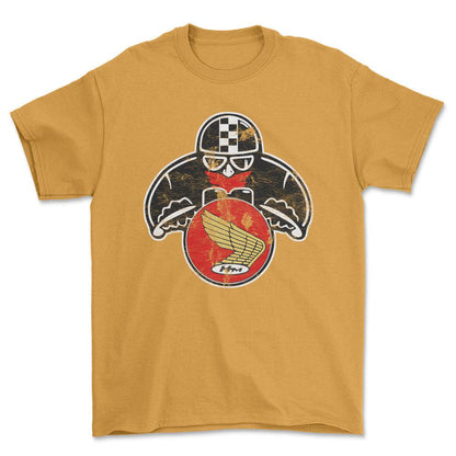 Honda Biker Vintage Style Unisex T-Shirt , Bomuld-Beklædning-Honda-Guld-S-Forside-Garage Culture Shop- garage - man cave - merchandise