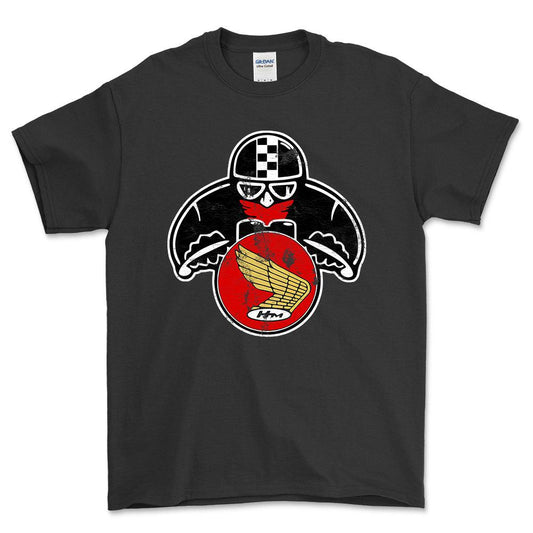 Honda Biker Vintage Style Unisex T-Shirt , Bomuld-Beklædning-Honda-Sort-S-Forside-Garage Culture Shop- garage - man cave - merchandise