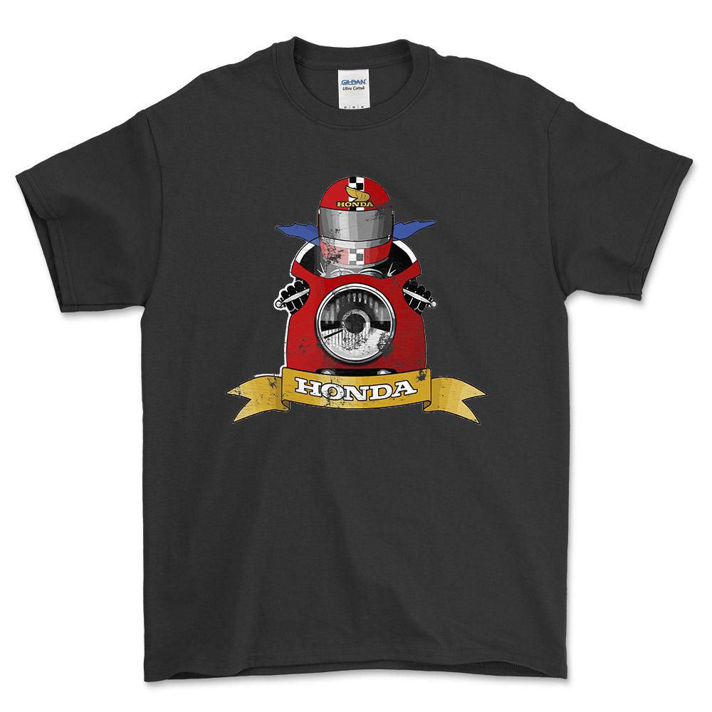 Honda Biker Vintage Style Unisex T-Shirt , Bomuld-Beklædning-Honda-Sort-S-Forside-Garage Culture Shop- garage - man cave - merchandise