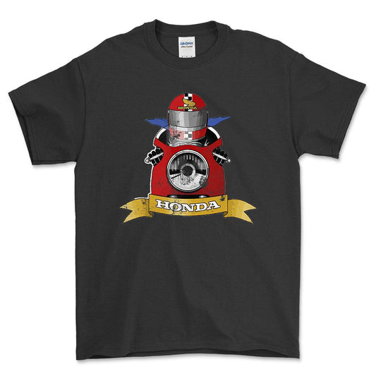 Honda Biker Vintage Style Unisex T-Shirt , Bomuld-Beklædning-Honda-Sort-S-Forside-Garage Culture Shop- garage - man cave - merchandise